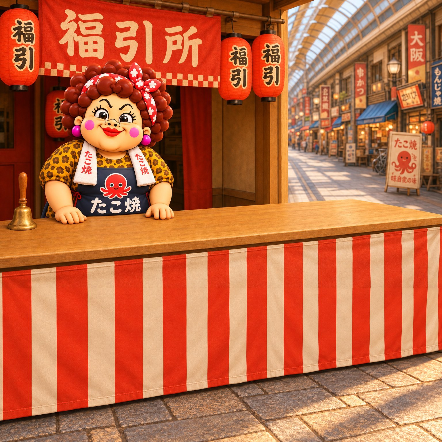 商店街の福引きコーナーにある、ガラポン抽選機